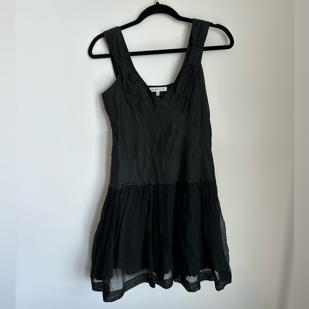 See by Chloe Black Dress with Bow | Size US 2